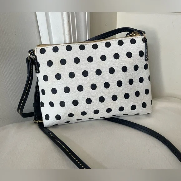 Dooney & Bourke Black and White Polka Dot Crossbody EUC - Picture 5 of 14